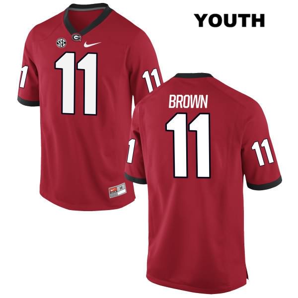 Georgia Bulldogs Youth Keyon Brown #11 NCAA Authentic Red Nike Stitched College Football Jersey OPB5456UM